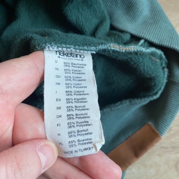 Naketano hoodie pullover cowl neck owl detail leather patches medium - Picture 13 of 14